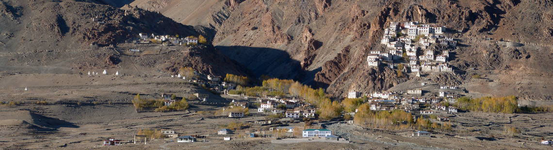 Panoramic of Karsha monastery, nunnery and village